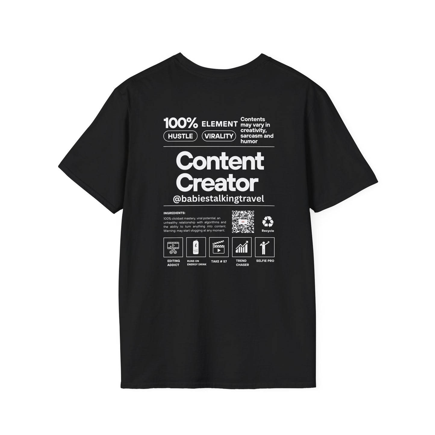 Babies Talking Travel Logo - Dark mode Unisex Soft T-Shirt.