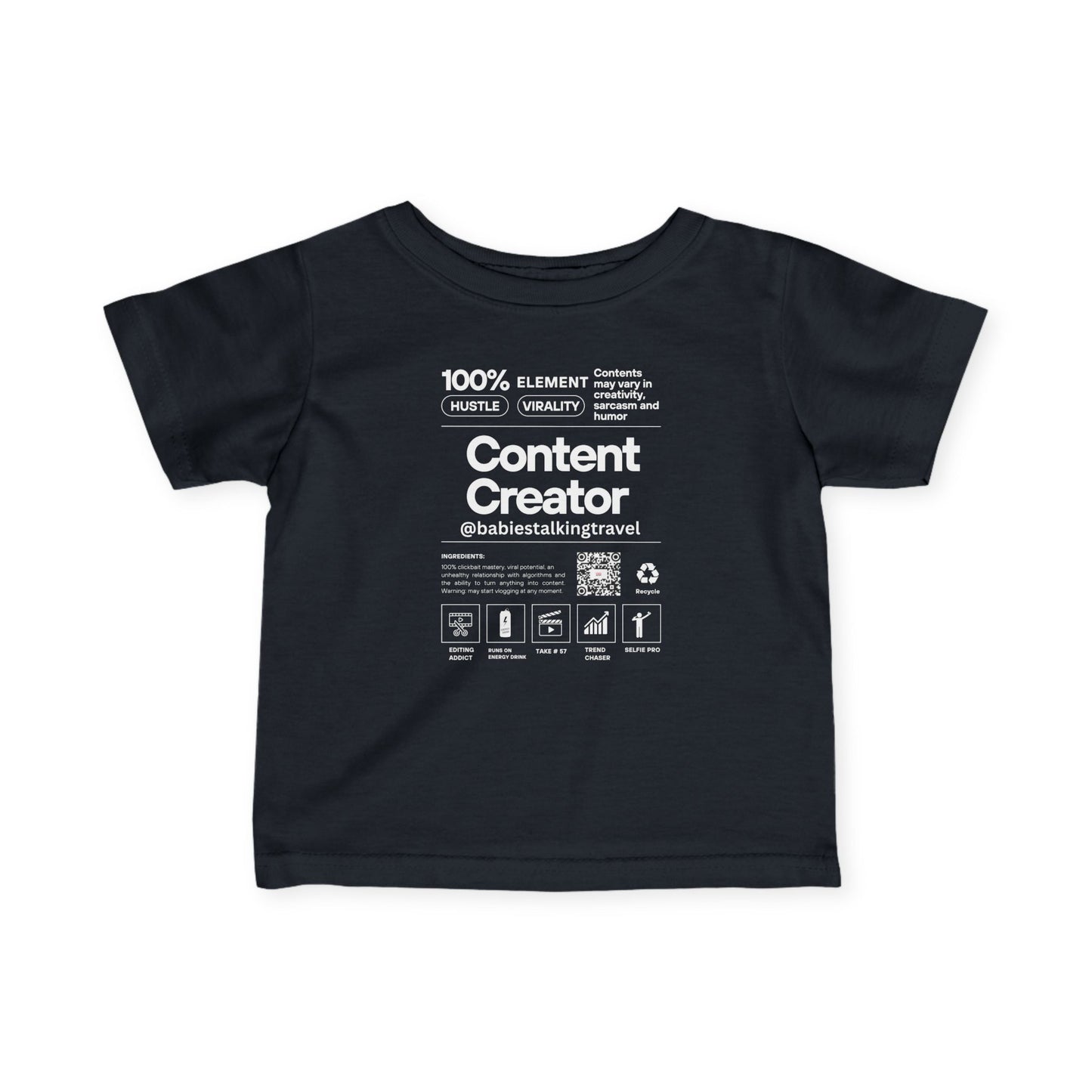 Babies Talking Travel - Content Creators -  Toddler Soft Black T-Shirt.