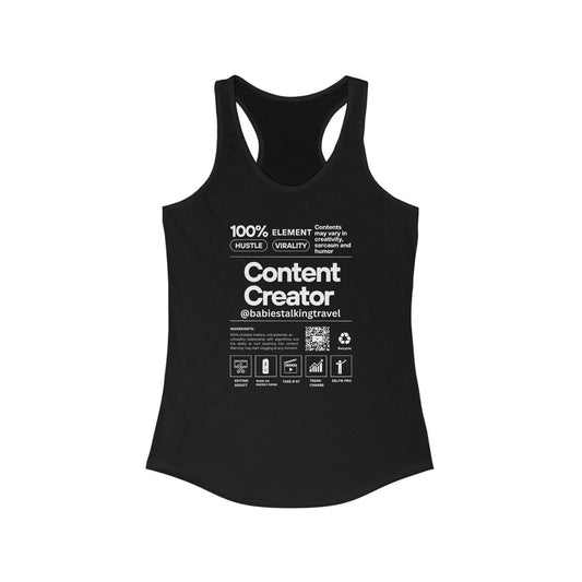 Babies Talking Travel – Women’s Racerback "Black" Tank (Content Creator Edition).