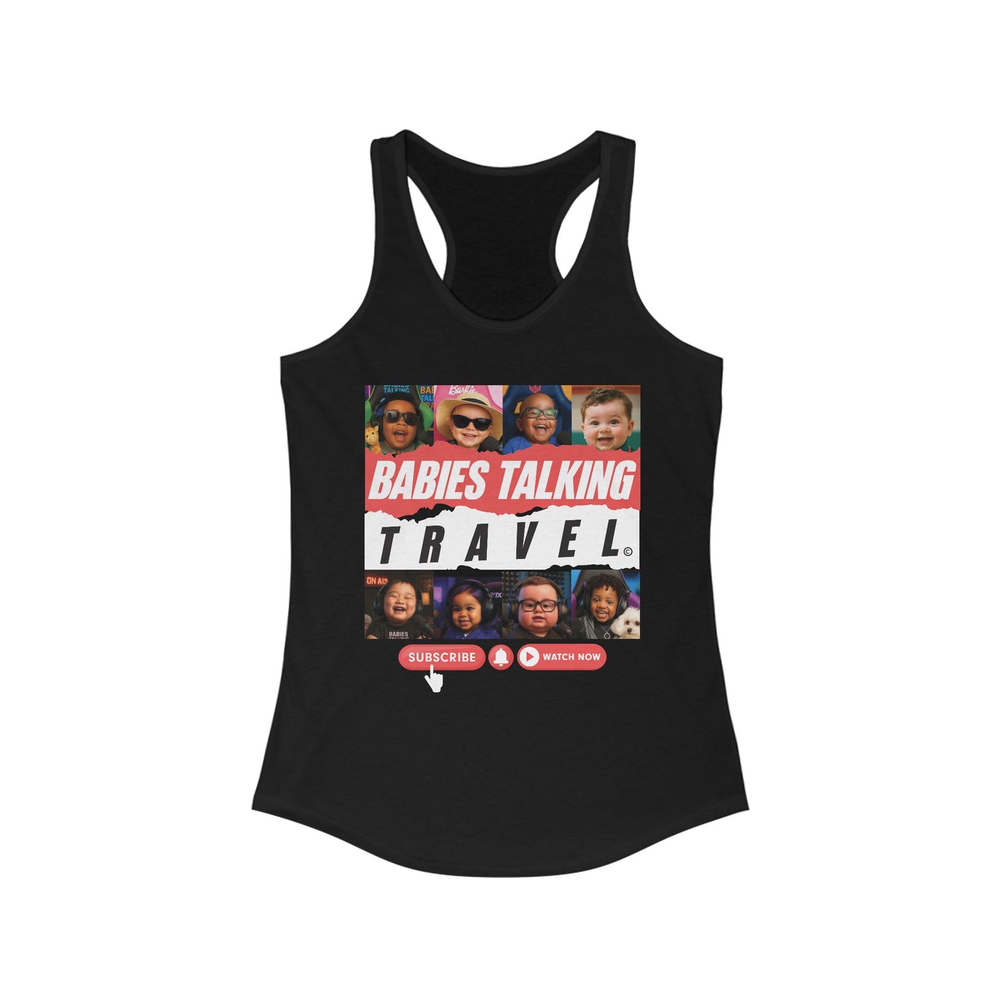 Babies Talking Travel – Women’s Racerback "Black"  (Character Vol. 2 Edition).