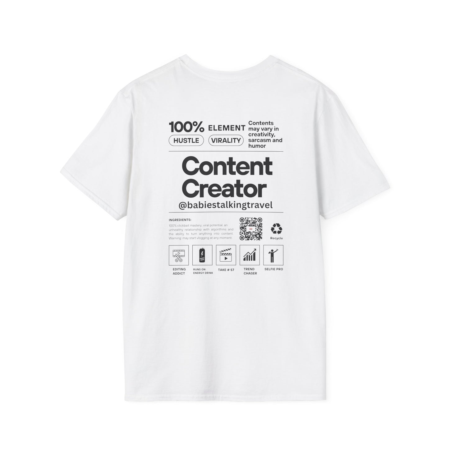 Babies Talking Travel Logo design - Soft White Unisex style T-Shirt.