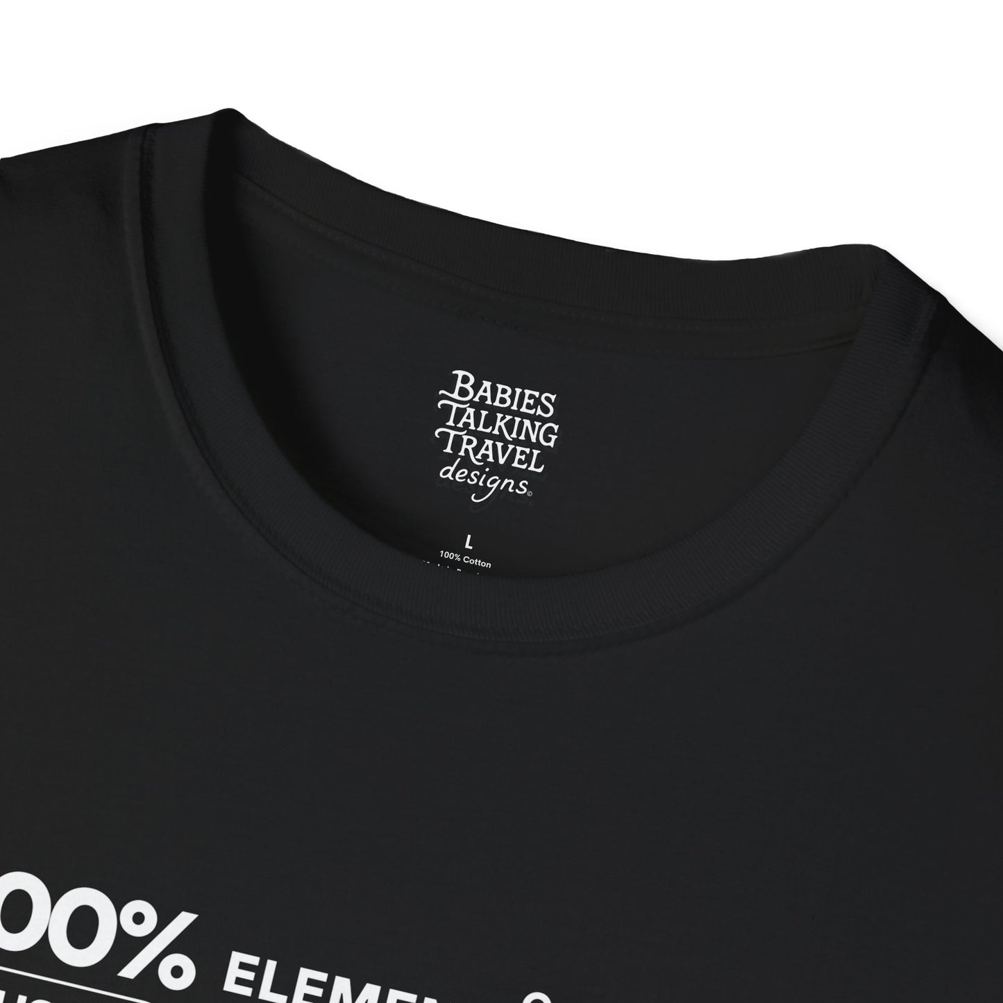 Babies Talking Travel - Content Creators -  Adult Soft Black Unisex style T-Shirt.