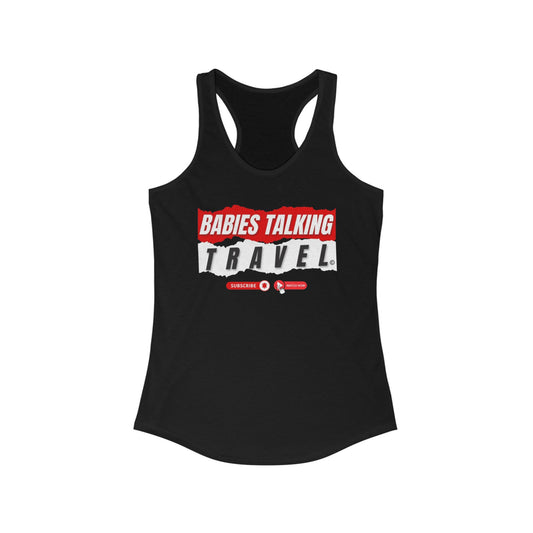 Babies Talking Travel – Women’s Racerback "Black" Tank (Channel Logo Edition).