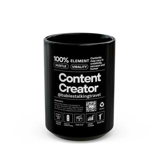 Babies Talking Travel - Black Content Creator Mug (15oz).