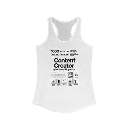 Babies Talking Travel – Women’s Racerback "White" Tank (Content Creator Edition).